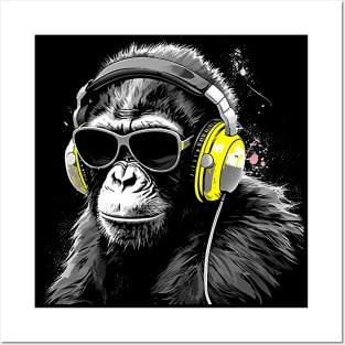 Cool summer monkey ape dj design Posters and Art